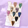 Heart Natural Gemstone Finger Rings RJEW-M076-03G-1