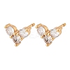 Brass Micro Pave Clear Cubic Zirconia Stud Earrings for Women EJEW-G428-25G-03-4