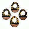 Opaque Resin & Walnut Wood Pendants RESI-N039-38-1