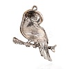 Vintage Antique Silver Alloy Enamel Owl Big Pendants ENAM-J052-10AS-2