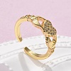 Brass Micro Pave Cubic Zirconia Cuff Finger Rings RJEW-C120-25G-02-1