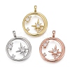 Brass Micro Pave Clear Cubic Zirconia Pendants KK-F821-18-1