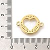 Rack Plating Brass Clear Cubic Zirconia Flat Round with Hollow Heart Connector Charms KK-L225-036G-3