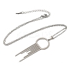 201 Stainless Steel Melting Ring Pendant Necklace with Cable Chains NJEW-Q317-34P-1