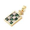 Brass Pave Green Cubic Zirconia Pendants KK-C264-14A-G-2