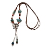 Ethnic Style Alloy & Porcelain Ceramic Beads Butterfly Pendant Tassel Y Necklaces LS-NJEW-D308-01B-2