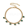 304 Stainless Steel Rhinestone Flat Round Charm Bracelets BJEW-V011-01G-06-1