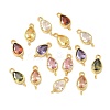 Brass Pave Cubic Zirconia Connector Charms KK-L264-10G-1
