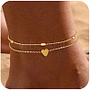 Oval Heart Brass Link Chain Double Layer Anklets for Women FS-WG032DF-09-1