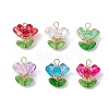Glass Flowers Pendants PALLOY-MZ00630-1