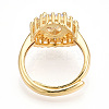 Brass Micro Pave Clear Cubic Zirconia Cuff Rings for Women KK-T074-18G-3