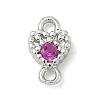Brass Pave Cubic Zirconia Heart Connector Charms KK-G548-18P-2