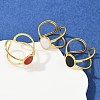 Oval 304 Stainless Steel Enamel Cuff Rings for Women RJEW-G355-03G-1