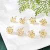 Flower Brass Micro Pave Clear Cubic Zirconia Stud Earrings EJEW-U064-03G-1