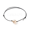 Energy Pearl Luster Plated Natural Agate Round Faceted Beads Bracelet BJEW-JB06749-01-4