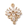 Brass Pave Clear Glass Connector Charms KK-C062-069G-1