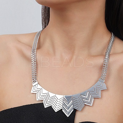 
304 Stainless Steel Bib Necklaces NJEW-Q322-09P-1