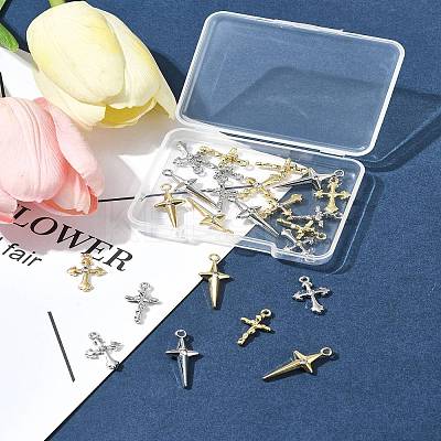 24Pcs 6 Styles Rack Plating Alloy Pendants FIND-FS0003-44-1