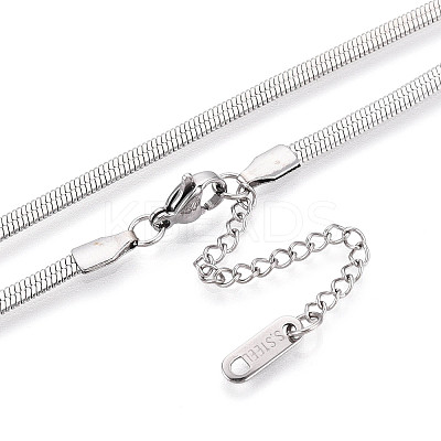 Anti-Tarnish 3mm Stainless Steel Flat Snake Chain Necklaces for Men Women NJEW-G160-03P-1