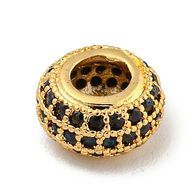Brass Micro Pave Black Cubic Zirconia Beads KK-G493-49G-01-1
