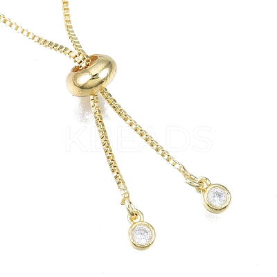 Brass Box Chains Slider Bracelet Making with Clear Cubic Zirconia Tiny Charms BJEW-N021-01-1