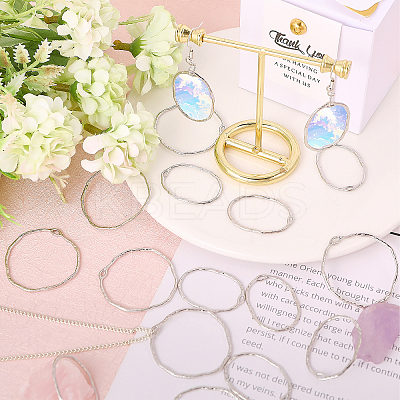 64Pcs 2 Styles Alloy Open Back Bezel Pendants FIND-CA0009-34B-1