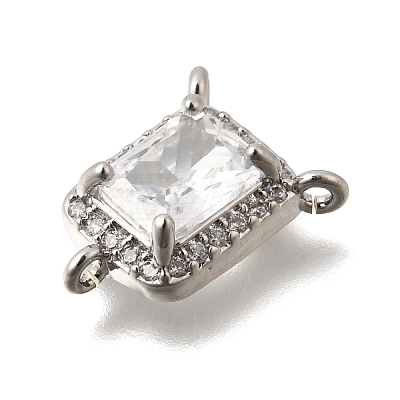 Brass Pave Clear Cubic Zirconia Rectangle Chandelier Component Links KK-C255-08P-1
