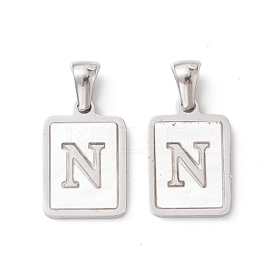 304 Stainless Steel Pave Shell Pendants STAS-G327-01P-N-1