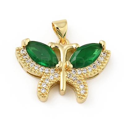 Brass Micro Pave Cubic Zirconia Pendants KK-B059-34G-C-1