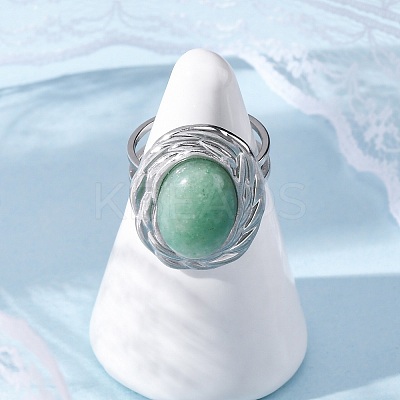 Oval Natural & Synthetic Gemstone Finger Rings RJEW-M063-01P-1