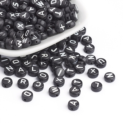 Acrylic Horizontal Hole Letter Beads OACR-E001-17-1