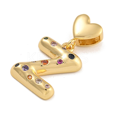 Brass Micro Pave Colorful Cubic Zirconia Pendants KK-P281-01G-Z-1