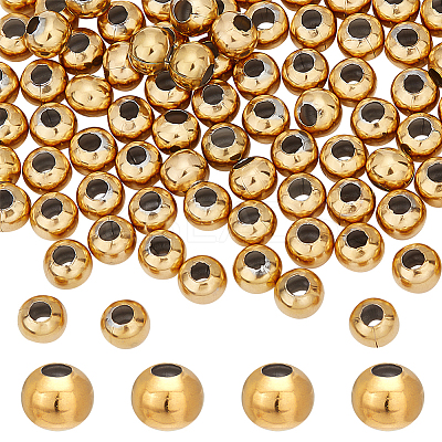 100Pcs Round PVD Vacuum Plating 304 Stainless Steel Beads STAS-DC0010-56B-1