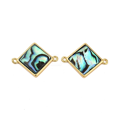 Brass Pave Natural Paua Shell Connector Charms KK-M299-01A-G-1