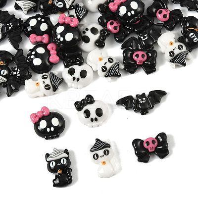 42Pcs 7 Styles Halloween Opaque Resin Cabochons CRES-FS0001-31-1