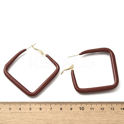 Brass Rhombus Hoop Earrings LS-EJEW-A121-12E-G-1