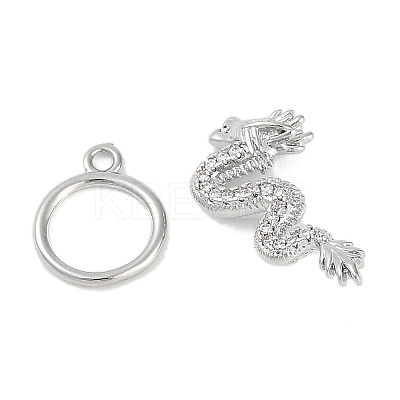Brass Micro Pave Clear Cubic Zirconia Toggle Clasps KK-K391-06P-1