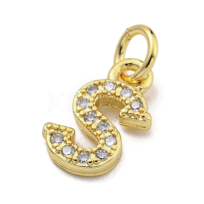 Initial Letter Brass with Cubic Zirconia Charms KK-Q814-26S-G-1
