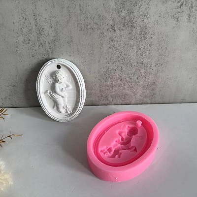 Oval with Angel Pendant DIY Silicone Molds LS-SIMO-P003-06B-1