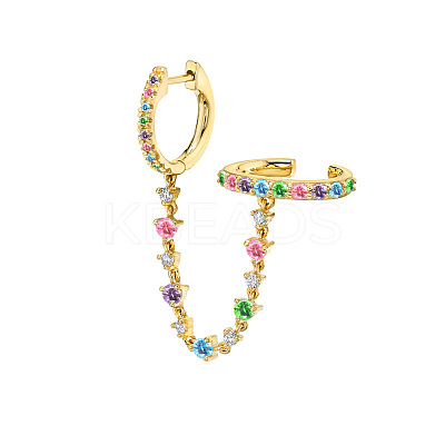 Brass Cubic Zirconia Hoop Earrings FS-WGC777E-03-1