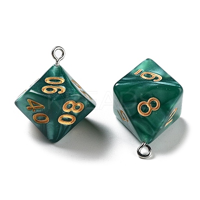 7 Styles Opaque Resin Polyhedral Dice Pendants Set RESI-A029-01P-1