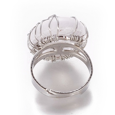 Adjustable Natural Quartz Crystal Finger Rings RJEW-L090-B04-1