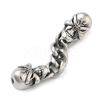 304 Stainless Steel Halloween Skull Chain Connector Charms STAS-V008-18AS-1