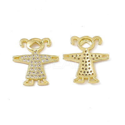 Brass Micro Pave Clear Cubic Zirconia Connector Charms KK-E068-VC084-1