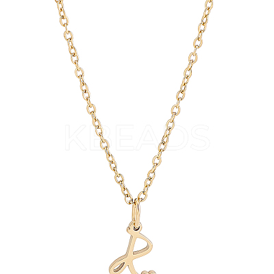1pc 304 Stainless Steel Letter Pendant Necklaces NJEW-LP0001-39R-G-1