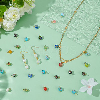 30Pcs Millefiori Glass Charms PALLOY-PH01855-1