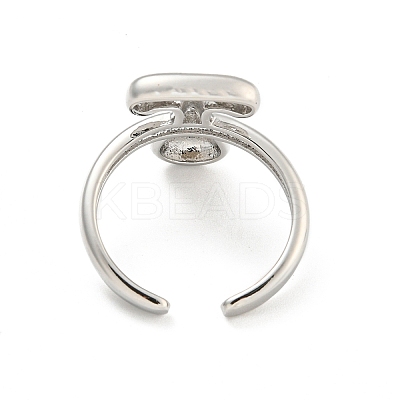 Brass Letter Open Cuff Rings for Women RJEW-G313-01T-P-1