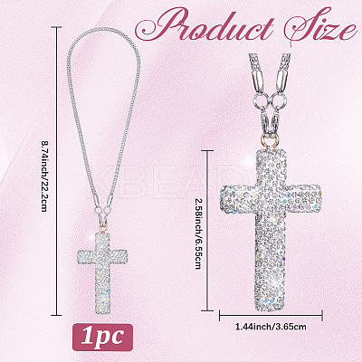 Polymer Clay Rhinestone Cross Pendant Alloy Chain Necklaces NJEW-CN0001-16B-1