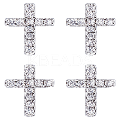 2 Pairs Brass Micro Pave Clear Cubic Zirconia Stud Earrings for Women EJEW-LP0001-57P-1