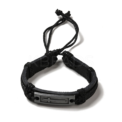 Alloy Rectangle with Cross Link Bracelet BJEW-C037-01A-1